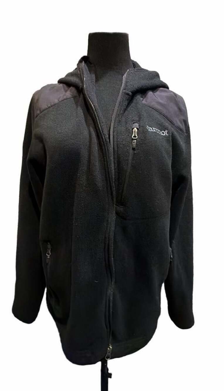 851 Marmot Men's Black Fleece Full-Zip Hooded Jacket with Chest Pocket-L